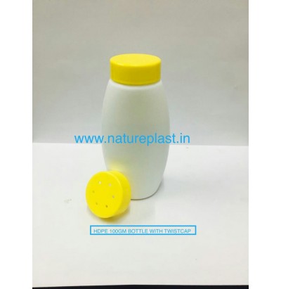 HDPE 100gm Oval Talcum Bottles with Twist Cap
